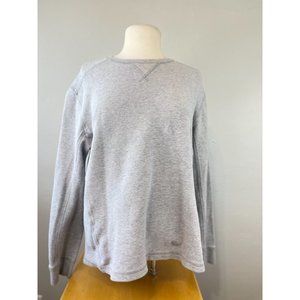 Women's Eddie Bauer Large Thermal Crewneck Shirt Grey Solid Basic L/S Waffle